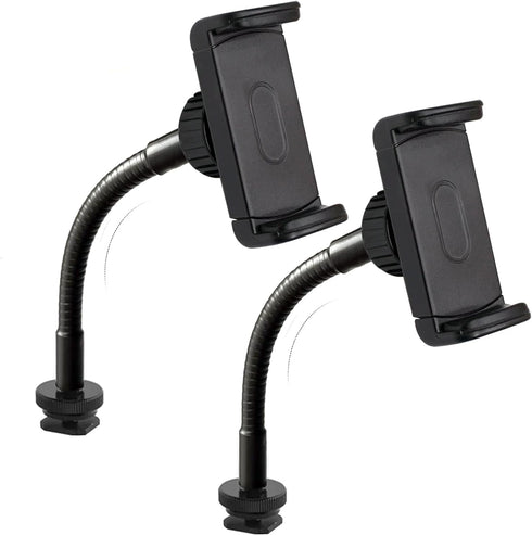 2 Pack Universal Ring Light Phone Holder Flexible Ring Light Phone Attachment with Hot Shoe and 1/4 Adapter Cell Phone Mount for Ring Light and Tr...