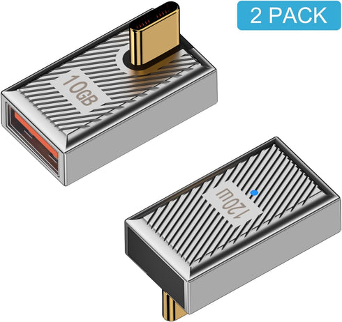 Duttek 120W USB A to USB C Adapter, 90 Degree USB C to USB A Adapter, Right Angle USB C 3.1 Female to USB C Male Converter OTG Fast Charging Compa...