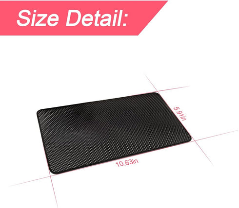 Car Dashboard Anti-Slip Rubber Pad, 10.6"x 5.9" Universal Non-Slip Car Magic Dashboard Sticky Adhesive Mat for Phones Sunglasses Keys Electronic D...