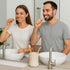 Creative Home Natural Champagne Marble Curvy Collection Tumbler Toothbrush Holder Makeup Brush Holder Bathroom Countertop Organizer, Beige, 3.3 Di...