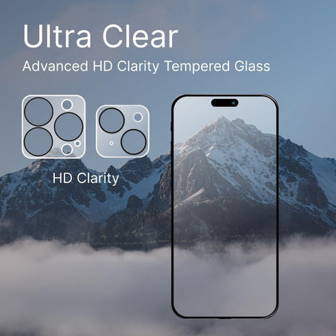 GLASS Screen Protector for iPhone 14 Family w/LIFETIME Replacement Warranty -- 3x Screen Protectors (2x 6.7, 1x 6.1) + 3x Lens Protectors (2x Trip...