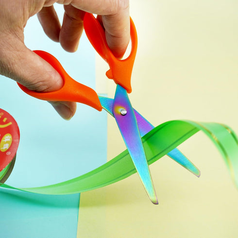 Left Handed Scissors Kids,Titanium Coating Stainless Steel Sharp Blade Lefty Kids Scissors With Comfort-Grip Handles Blunt Safety Left Handed Scis...