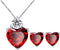 Uloveido Red Crystal Heart Necklace and Earrings Wedding Jewelry Set for Women BME53...