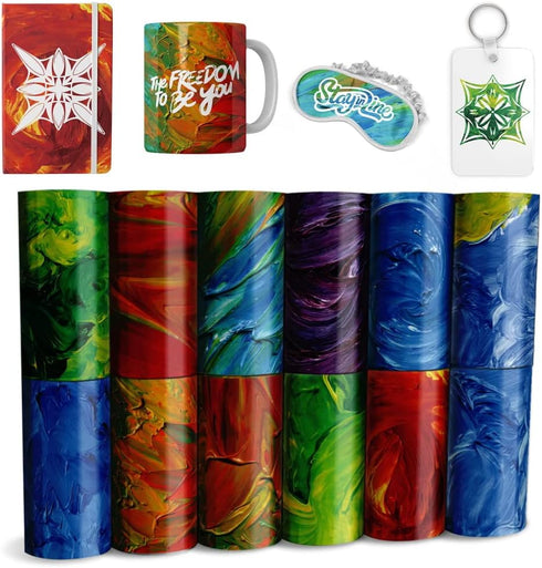 Transfer Sheets, 12 Pcs 4.5x12" Pumping Pattern- Pre-ed Sublimation Paper for DIY T- Shirts, Mug Heat Press, Tote Bag, Coaster Blank...