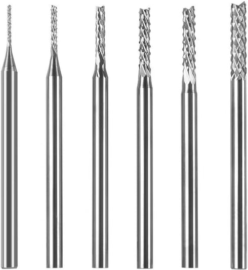 ?????? ???? 6 Pcs Cylinder Shape Aluminum Cutting Burr - 3/32'' Shank Miniature Carving File Tungsten Carbide Burr for Rotary Tools...