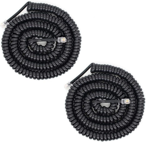 Telephone Handset Cord Detangler Cable Pure-Copper Coiled 2.64 to 22 Feet Uncoiled Landline Phone Spiral Curly Cable Extension Modular Wire Lead C...
