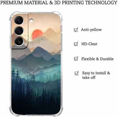 Sunset Nature Landscape Case for Samsung Galaxy S23,Wilderness Night Art Painting Pattern Case,Soft TPU Full Cover Case for Galaxy S23...