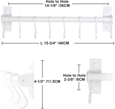 Dseap Kitchen Utensil Holder Hanger, Pot and Pan Rack wall mounted, Kitchen Rail with 8 Hooks for Hanging Cooking Utensils, Mugs, Spoons, Wall Mou...
