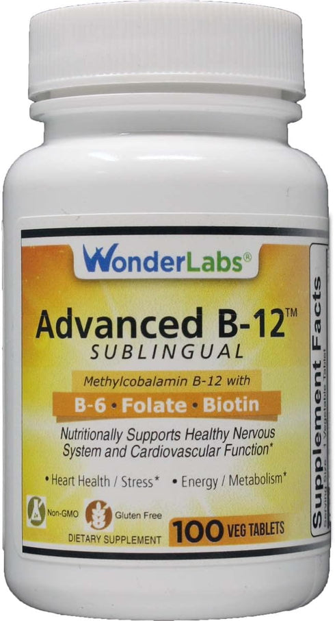 Sublingual Vitamin B12 (1000 mcg), B6 (5mg), Folic Acid(400 mcg) & Biotin (25mcg) - Formulated with Methylcobalamin Vitamin B-12 (100 Tablets)...