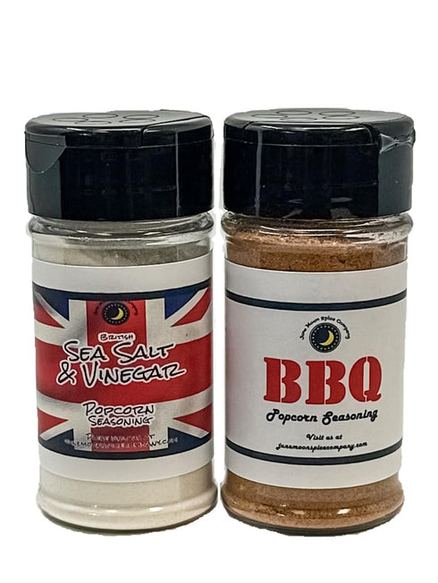 Popcorn Seasoning | Variety 2 Pack | British Sea Salt & Vinegar | BBQ | Calorie Free | Crafted in Small Batches | Premium | Savory Variety 2-Pack ...