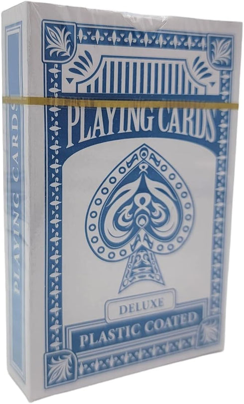 Economy Playing Cards - 2 Decks (Red and Blue Decks) 2.3/8 inches by 3.3/8 inches (55mm X 86mm) Plastic Coated. Great for Poker, Blackjack, Bridge...