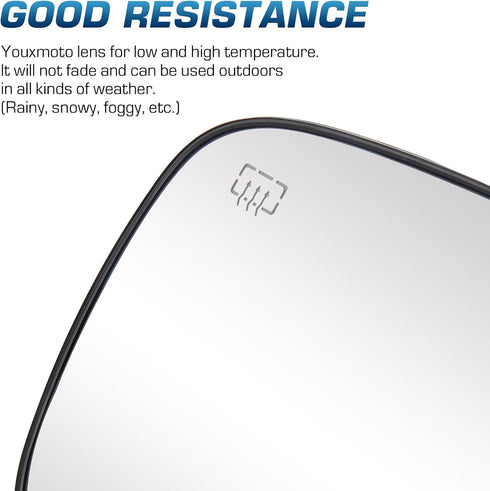Youxmoto Mirror Glass Driver Left Side, Fit For Nissan Rogue 2014-2019; Pathfinder 2017-2019; for Nissan Murano 2015-2023, Heated w/Backing Plate ...