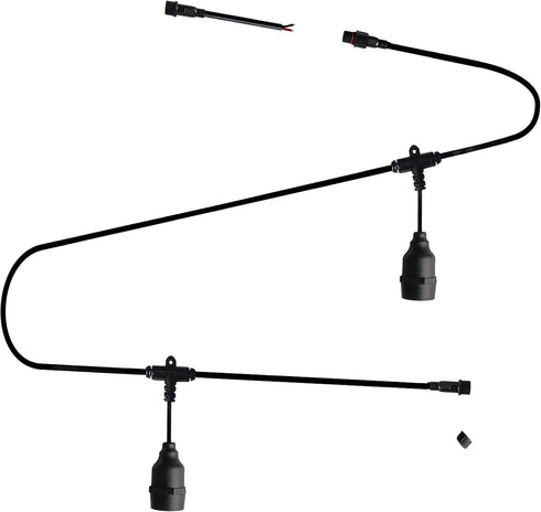 Outdoor LED String Lights, Pendant Light Cord with 2 Pendant Sockets, Patio Light String, Waterproof Reusable, 6.6ft E27 Pendant Light Kit No Bulb...