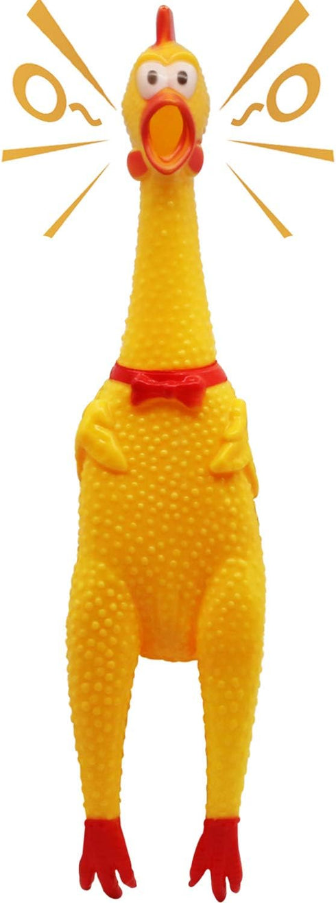 Novelty Place Extra Loud Squawking Rubber Chicken - Large 16” - Yellow Squeeze Squeaky and Screaming Chicken for kids or adults...