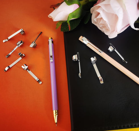 pencil Clips, pencil holder Silver Metal Clips Sliding Epoxy Pen golf pencil Clips Pocket Clips,Clip Shirt Study Holder Portable Hanging 2 Style (...