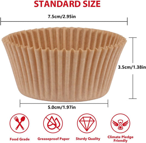 Standard Natural Cupcake Liners for Baking 200 Counts - Caperci Greaseproof Muffin Baking Cups for Wedding Birthday Party Baby Shower Festivals (N...