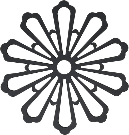 allydrew Non-Slip Insulated Silicone Carved Trivets, Flexible and Durable Floral Coasters Multi-Use Pot Holders & Placemats Set, 3 Pcs, Black, Whi...