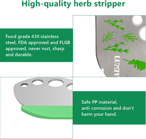 Herb Stripper 9 holes, Luxiv Stainless Steel Kitchen Herb Leaf Stripping Tool LooseLeaf Kale Razor Metal Herb Pealer for Kale, Chard, Collard Gree...