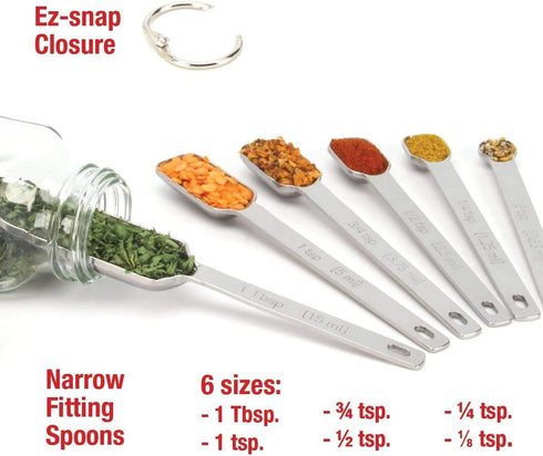 2lbDepot Measuring Spoons Set of 7 Includes Bonus Leveler, Premium, Rust Proof, Heavy Duty, Chrome Plated, Stainless Steel Metal, Narrow, Long Han...