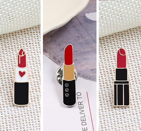 Red Lip Lipstick Enamel Lapel Brooch Pin for Men Women (3 Pcs Red)...