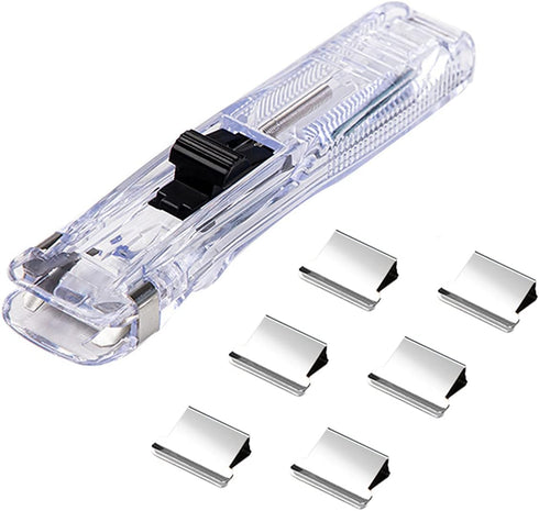 1 Piece Portable Transparent Plastic Handheld Paper Clam Dispenser Paper Clipper with 50 Metal Refill Clips for School Office...