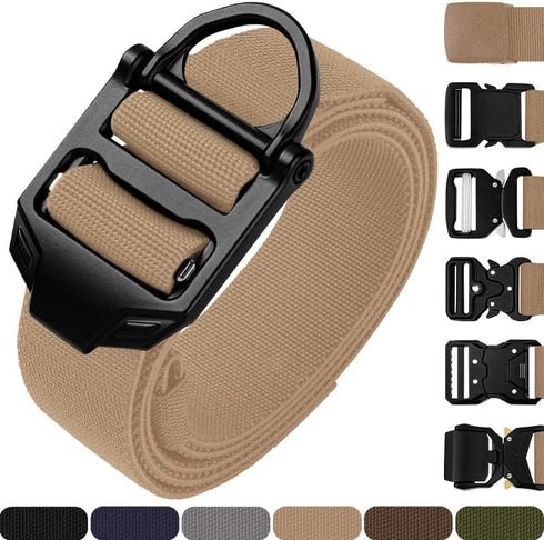 TECEUM Tactical Belt – Coyote B4 S – Heavy-Duty Military, Work, Hiking,Rigger, Utility, EDC Men’s Belts – Quick-Release – Nylon Web...