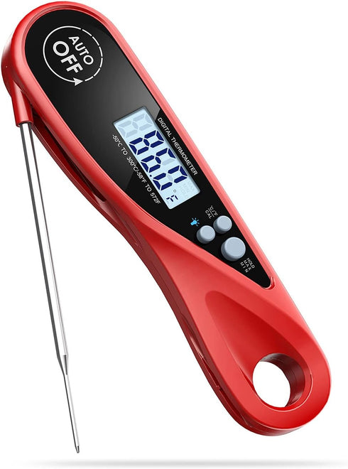 Digital Meat Thermometer, Instant Read Cooking Thermometer with Backlight, Magnet, Waterproof & Foldable, Fast & Precise, Ideal for Deep Fry, BBQ ...