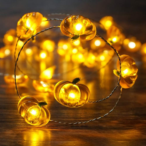 BOHON Pumpkin String Lights 10ft 40 LEDs Halloween Lights Battery Powered with Remote & Timer Decorative Lights for Thanksgiving Autumn Party Indo...