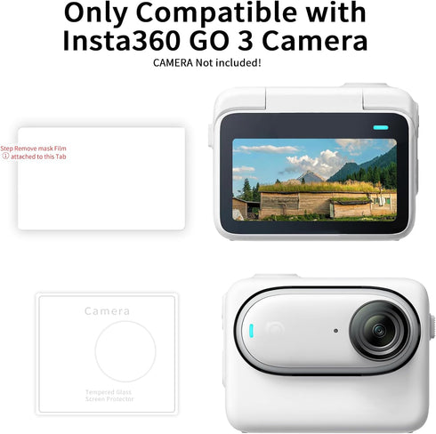 for Insta 360 GO3 Screen Protector - Camera lens Protector, 9H Hardness Tempered Glass Film, for Insta-360 GO 3 Accessories Protective Screen (1+1...