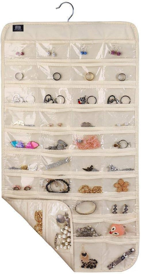 Hanging Jewelry Organizer,Accessories Organizer,80 Pocket Organizer for Holding Jewelries?Beige?...