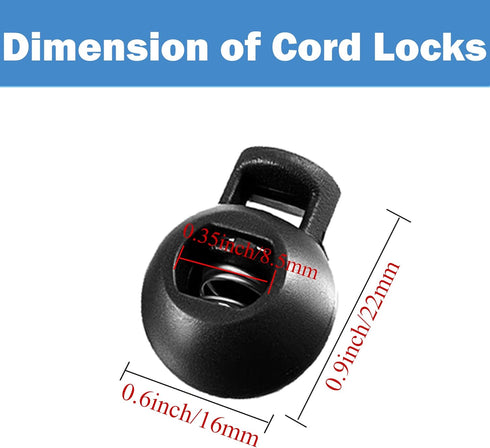 J.CARP 30Pcs Ball Shape Plastic Cord Locks End Spring Toggle Stopper, Single Hole Elastic Cord Adjuster, Suit for Hat Straps, Drawstrings, Bags, S...