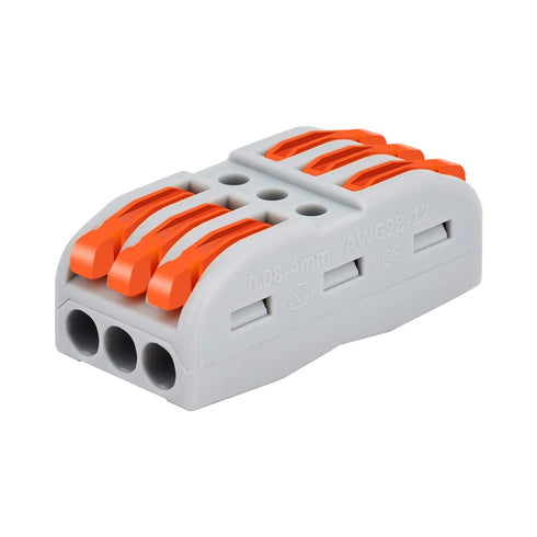 NineLeaf Wire Connectors Push-in,3 in and Out Push Wire Conductor Compact Connectors Wire Connectors for 3 Circuit Inline Splices, Cables from 28 ...