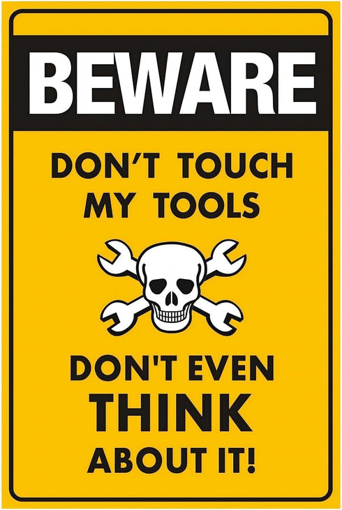 Funny Beware of Dog Sign Private Property No Trespassing Warning Signs, Beware don't touch my Tools, Yard Sign Garage Farm Garden Wall Decor Sign ...