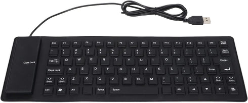 Pissente Foldable Silicone Keyboard, Fully Sealed Design Lightweight 85 Keys Portable Silent Soft Comfortable USB Wired Silicone Keyboard for Lapt...