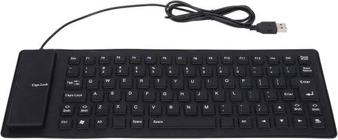 Silicone Folding Keyboard Portable Soft Keyboard Kit, USB Wired Silicone Keyboard for PC 85 Keys Standard Keyboard Light Weight Silent and Soft Fl...