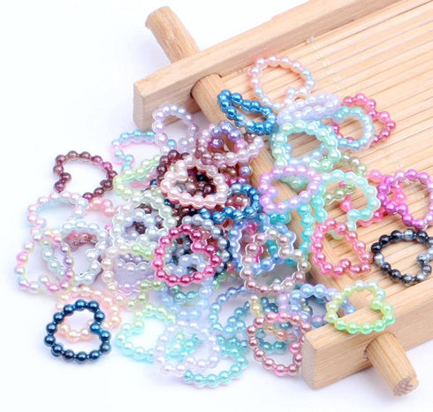 120Pcs Hollow Heart Shape ABS Imitation Pearls Loop Ring Circle Craft Embellishments DIY Ornament Decoration Accessories for DIY Phone Case Jewelr...