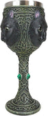 Ebros Wicca Mystical Witching Hour Black Cat Wine Goblet 7oz Feline Cats Celtic Wine Knotwork Beverage Chalice Goblet Cup With Green Gems...