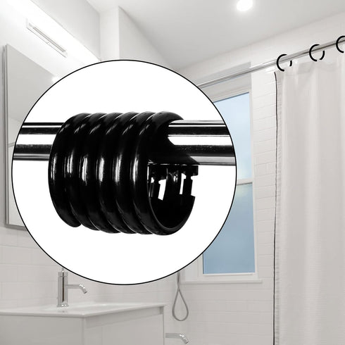 Premium Plastic Shower Curtain Rings Shower Curtain Hooks Gliding on Standard Shower Rods Easy Snap Closure (O Shape,Black,12Pcs)...