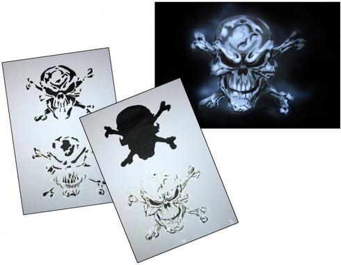 UMR-Design AS-063 pirate skull Airbrush Stencil Template Step by Step Size M...