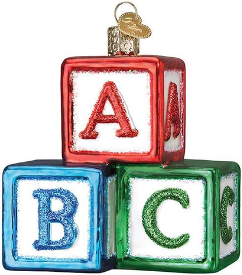Old World Christmas ABC Blocks Blown Glass 2020 Unique Christmas Ornaments for Christmas Tree Decorations...