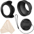 Veatree 72mm Lens Hood Set, Collapsible Rubber Lens Hood with Filter Thread + Reversible Tulip Flower Lens Hood + Center Pinch Lens Cap + Microfib...