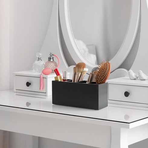 Pencil Pen Holder for Desk, Wooden Office Desk Organizers and Accessories with 4 Slots for Countertop, Makeup Brush Holder Organizer for Bathroom ...