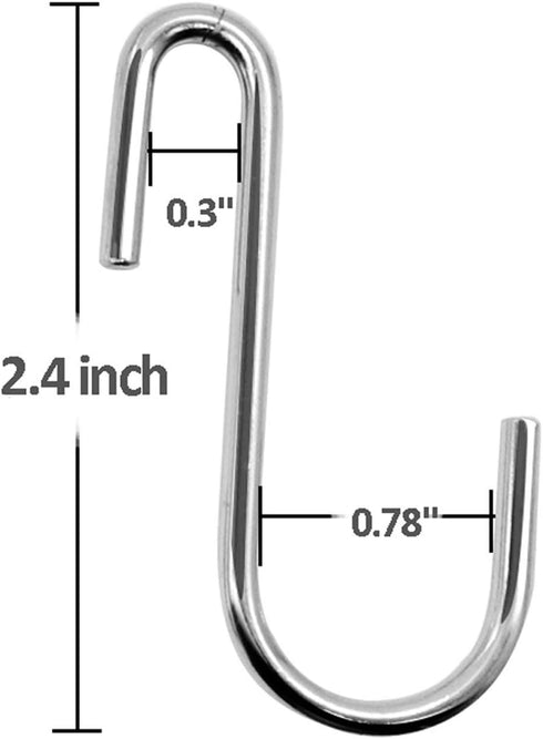 Pack of 10 Heavy Duty S-Shape Hooks, Stainless Steel, 2.4" Pan Pot Holder Rack Hooks Hanging Hangers S Shaped Hooks for Kitchenware Pots Utensils ...