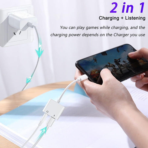 Headphone Adapter for iPhone, 2-in-1 Headphone Splitter, Dongle for iPhone with 3.5mm AUX Audio Jack and 60W Charging Port Compatible with iPhone ...