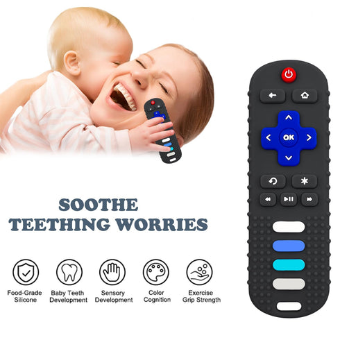 Babay Teething Toys, 2 Pcs Reomte Teether Toys, Silicone Chew Toy for Babies 3-24 Months, Remote Control Shape Teething Toys, Early Educational To...