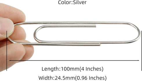 4 Inch Large Paper Clips 35 Pcs Brightly Colored Silver Rust Resistant and Bend Proof Smooth Finish Large Jumbo Paperclips for Office School Docum...