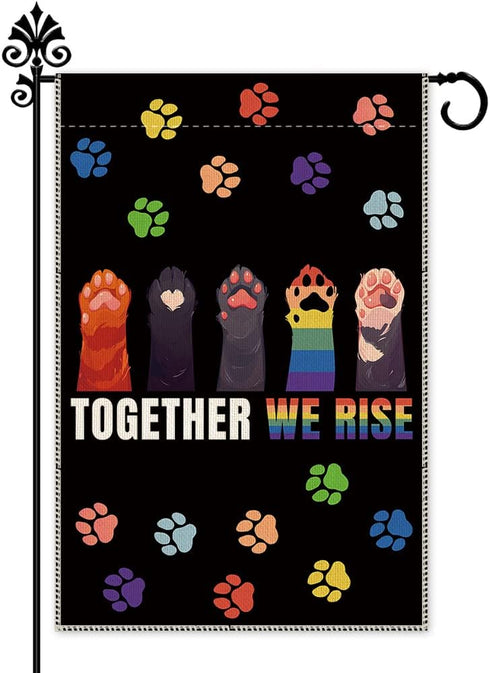Together We Rise Lift Each Other Up Welcome Garden Flag Yard Outdoor Farmhouse Decorations Waterproof Double Sided Printing 12x18 In, LGBTQ Rights...