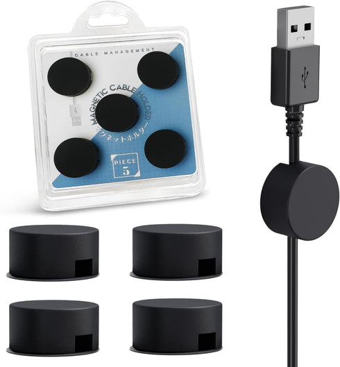 Magnetic Cord Holder Silicone, 5-Pack Magnetic Cable Organizer Electronic Clip Wire Holders for Cords, Cable Management Clips for Nightstand, Offi...