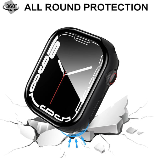 YMHML Waterproof Case Compatible for Apple Watch Series 8/7 45mm with Tempered Glass Screen Protector, Hard PC Full Touch Sensitive Protective Cov...