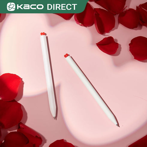Kaco FIRST Gel Ink Pens, Pack of 2 Pieces Cute Heart Pen Set with Extra 4 Black Refills (2 White)...